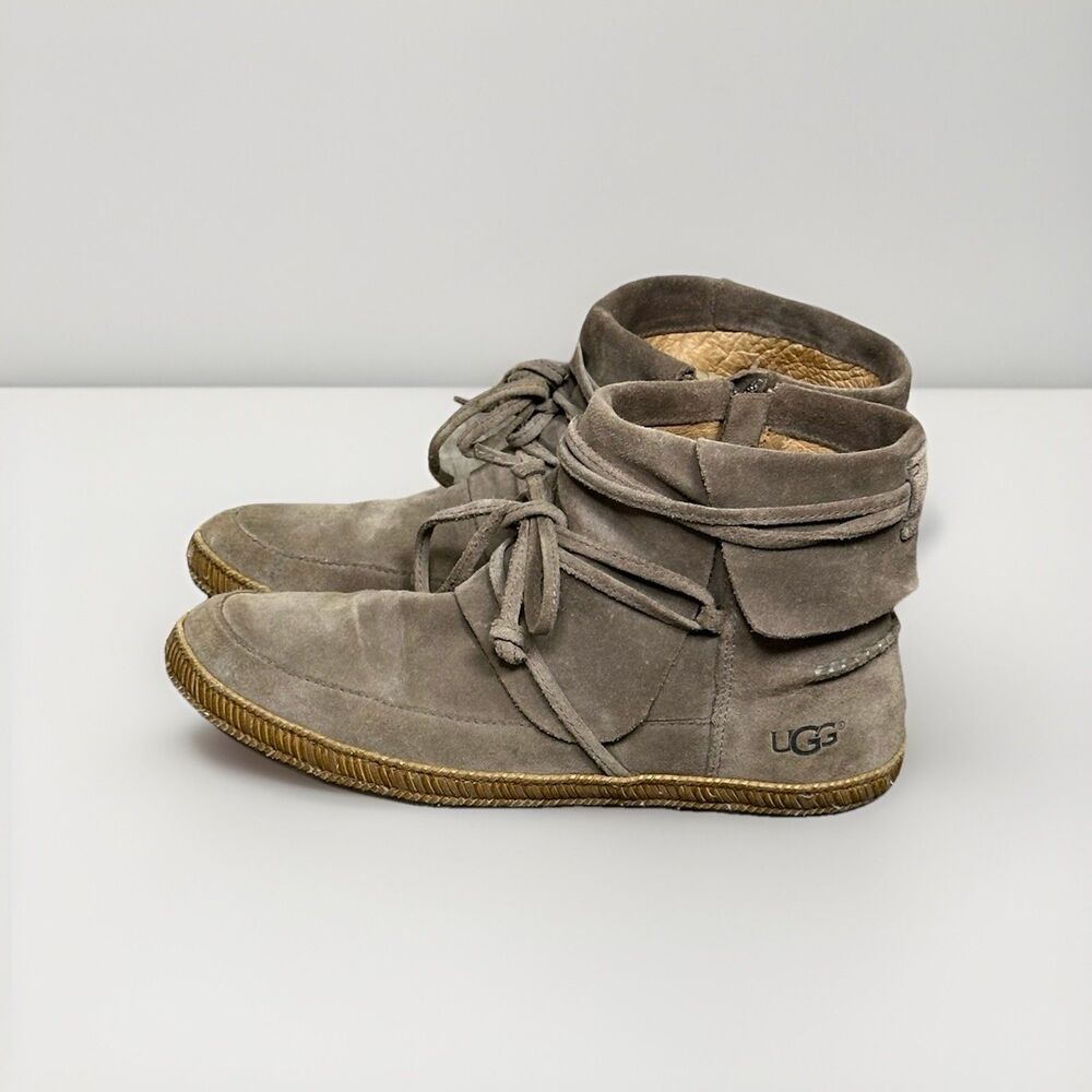 UGG Australia Reid Ankle Boots Womens 9 Brown Suede Bootie Moccasins 1019129 - Picture 3 of 10